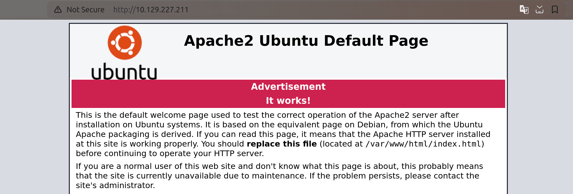 Default Apache page