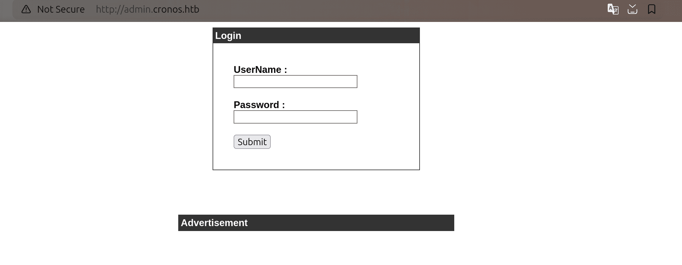 Login page
