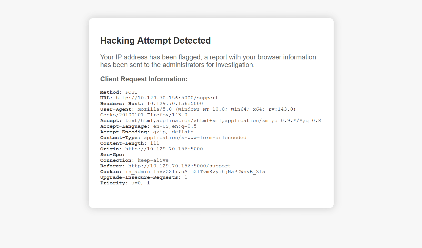 Hacking attempt detected