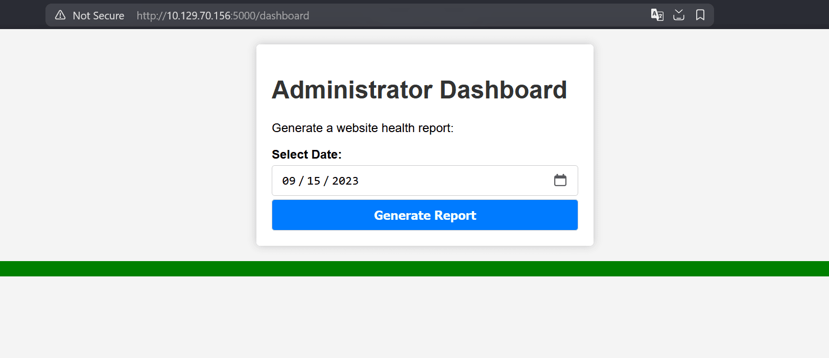 Admin dashboard