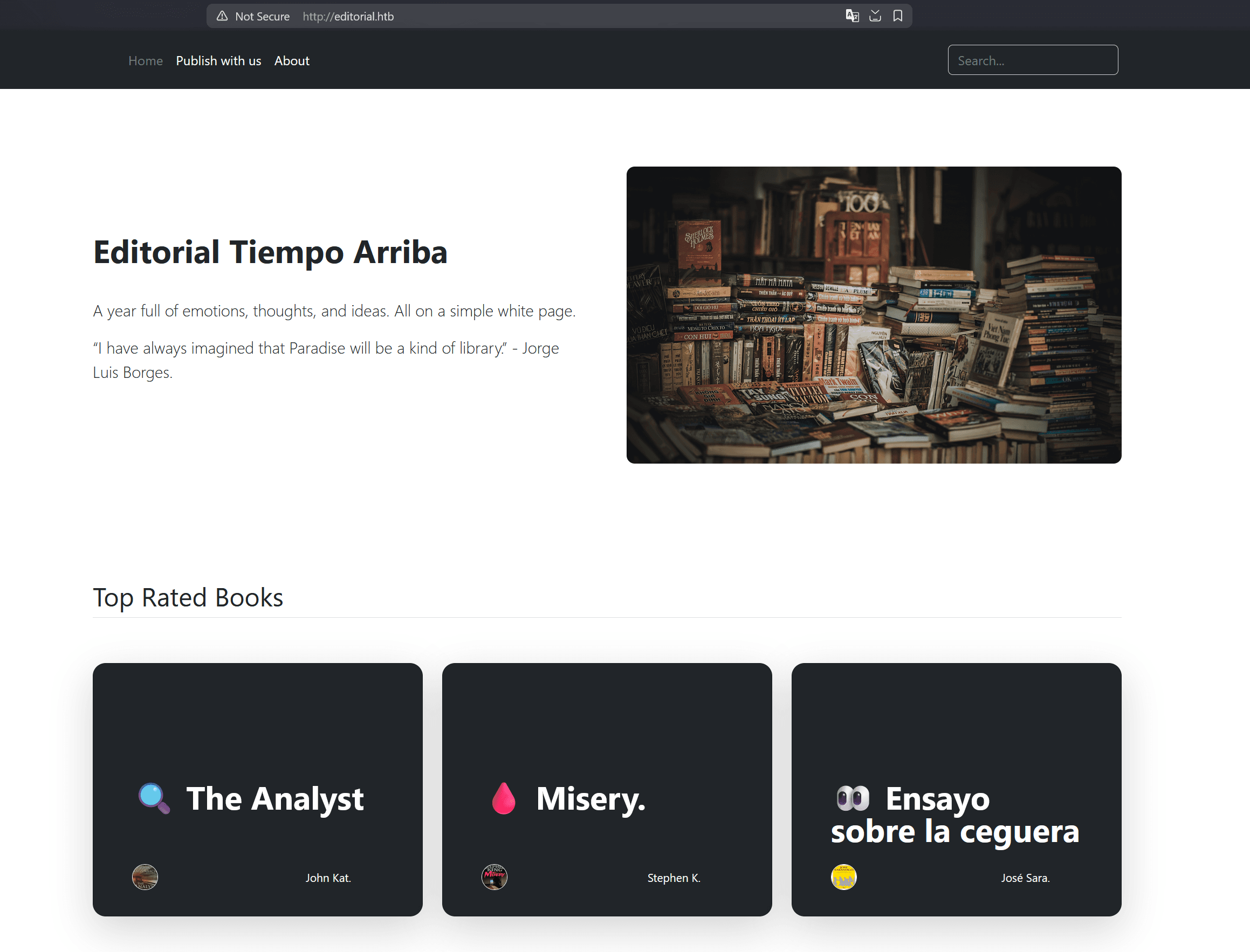 Web application homepage