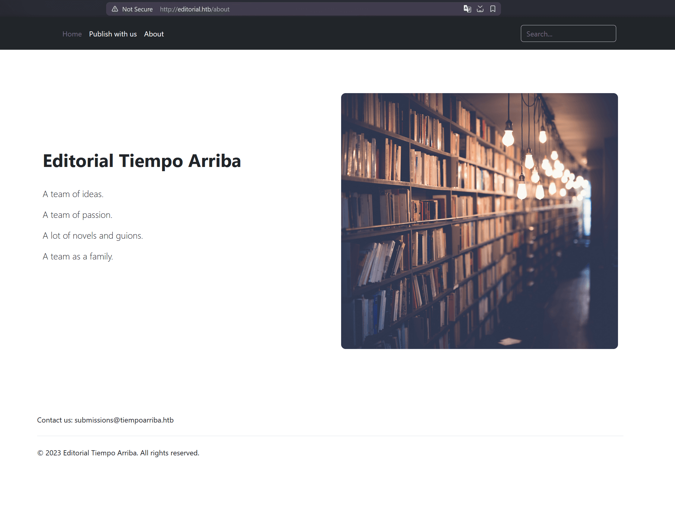 About page with email
